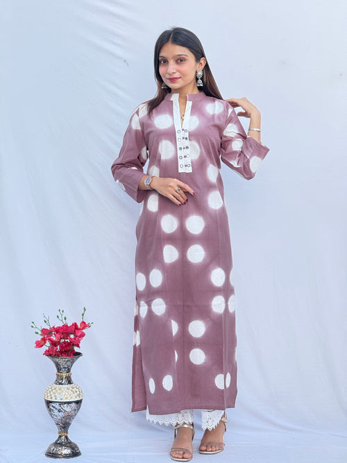 BROWN POLKA DOT COTTON KURTI
