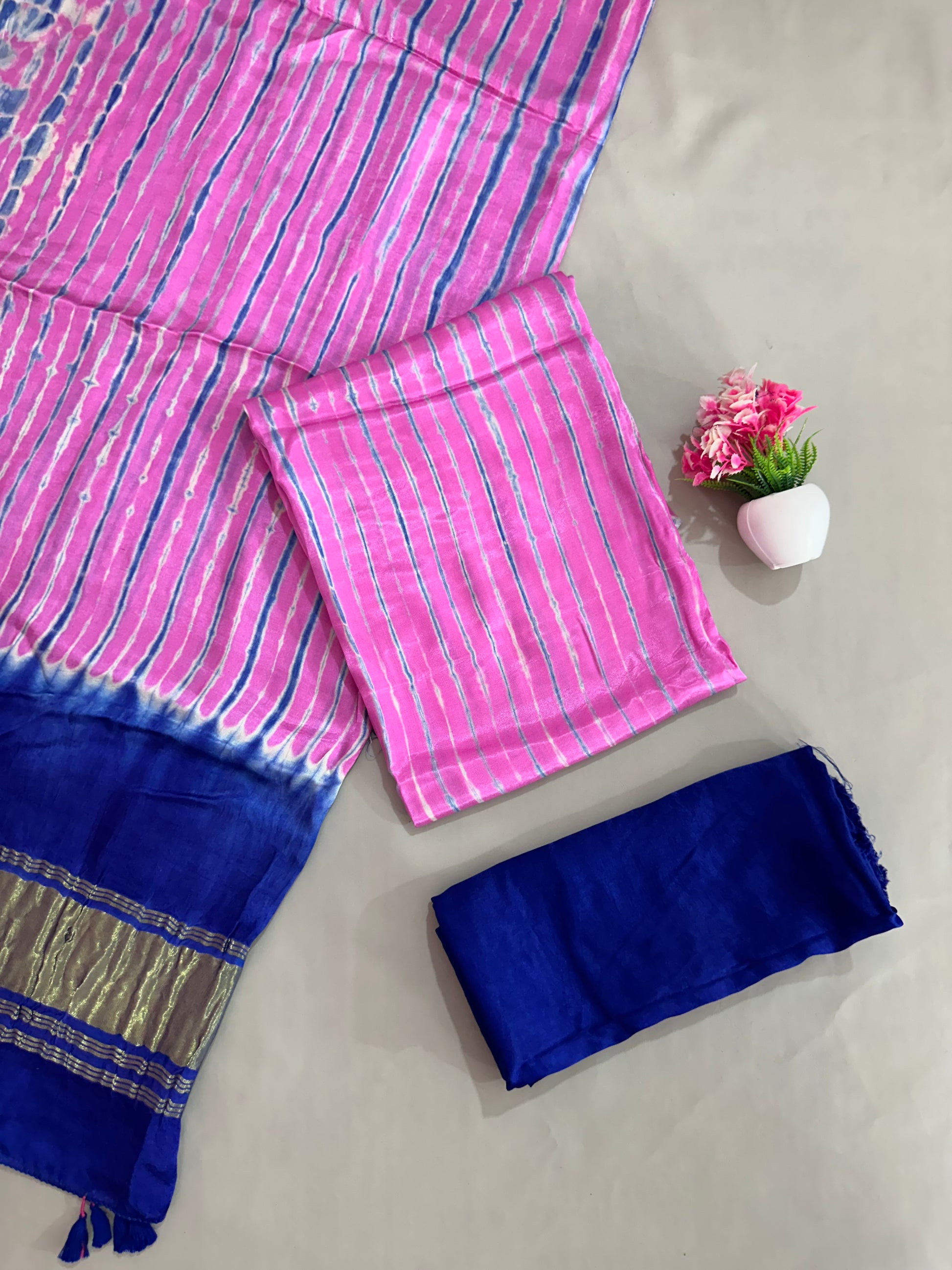 Gulnaar” Modal Silk Tie-Dye Suit Set