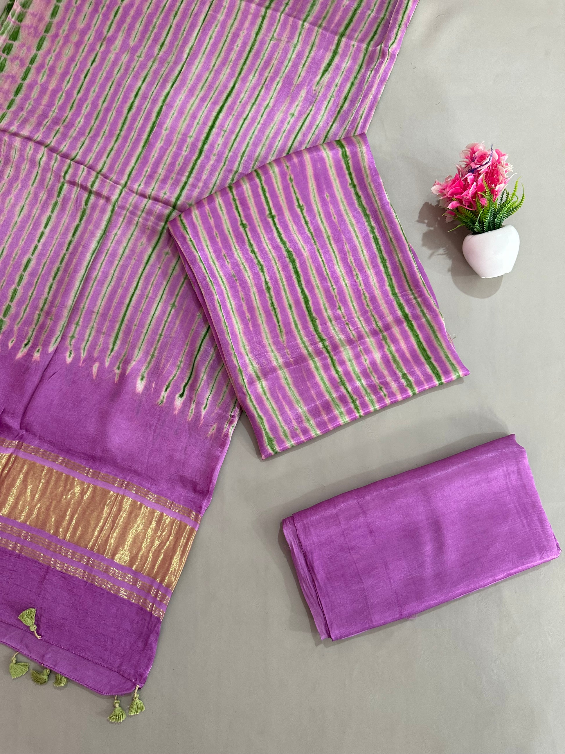 Gulnaar” Modal Silk Tie-Dye Suit Set